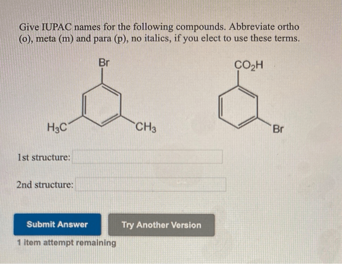 Iupac ortho abbreviate compounds oneclass