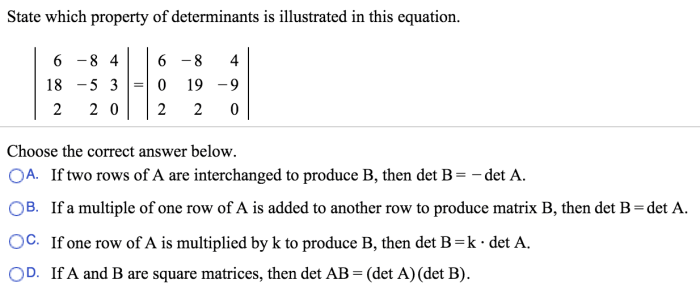 Determinants exercises property equation illustrates properties solved